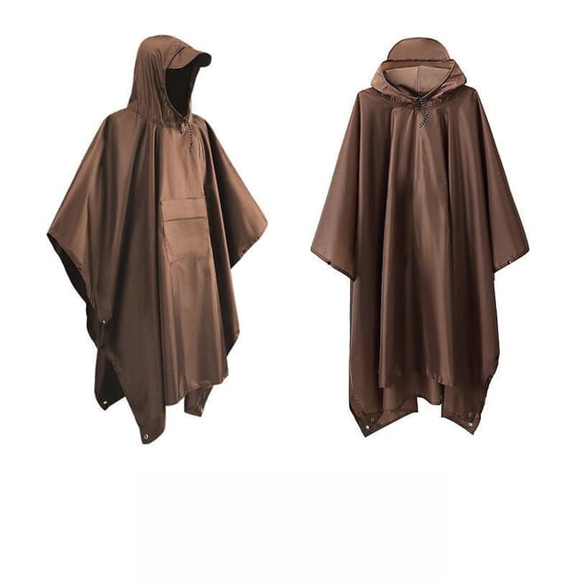 Multifunktionell regnponcho / vattentät presenning / underlägg Brun