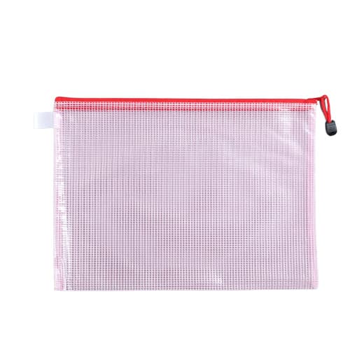 A5 Dokumentpåsar, plastfickor med zip 12-pack Röd