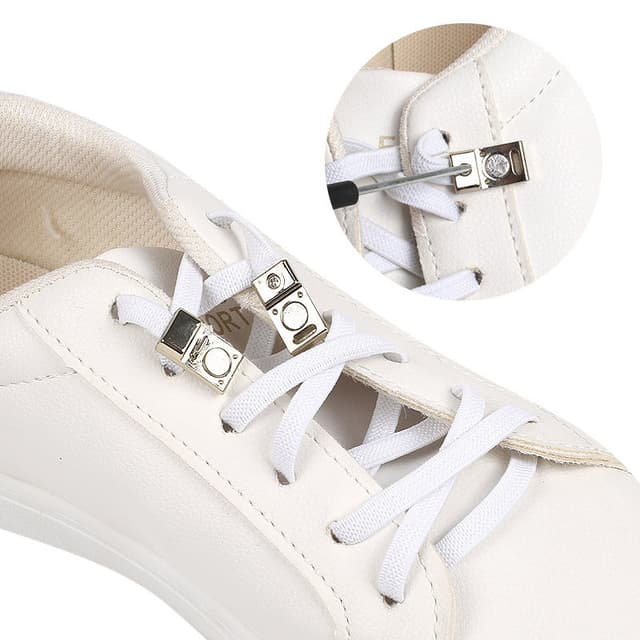 Elastiske bindefrie Snørebånd til Sneakers, Magnetic Shoes Strings Hvid