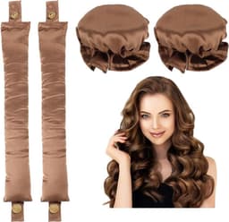 Hiusrullien ja satiininauhan setti – kiharra hiuksesi yön yli Ruskea