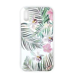 Iskunkestävä suojakuori pidikkeellä, iPhone X / XS: lle - valkoinen / kukka