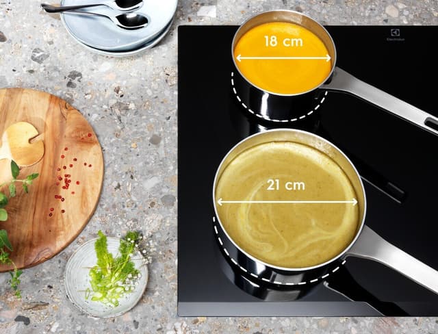 Skräddarsydd efter storleken på dina kokkärl med självavkänningszoner