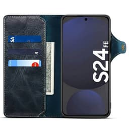 Denior mobildeksel lær Samsung Galaxy S24 FE - Blå