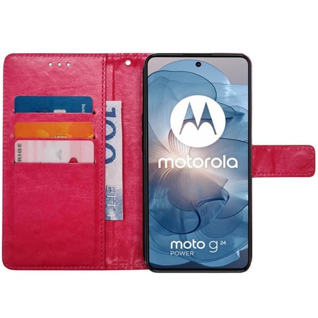 Wallet cover 3-kort Motorola Moto G24 - Lyserød