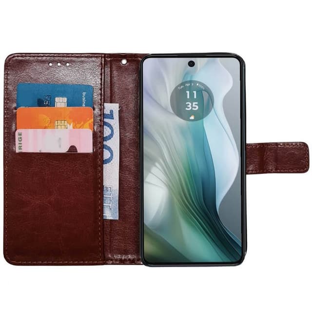 Wallet cover 3-kort Motorola Moto E14 - Brun