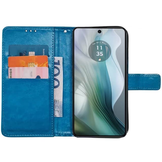 Lommebokdeksel 3-kort Motorola Moto E14 - Lyseblå