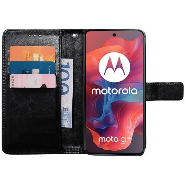 Lompakkokotelo 3-kortti Motorola Moto G04 - Musta