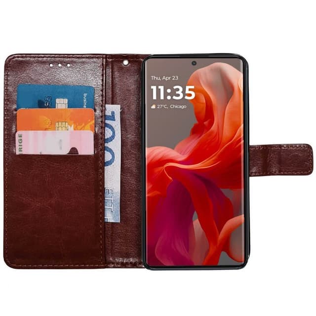 Lompakkokotelo 3-kortti Motorola Moto G85 - Ruskea