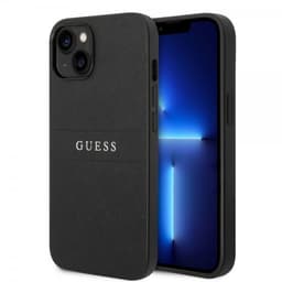 Guess iPhone 14 Plus Cover Saffiano Metal Logo Stripes Sort