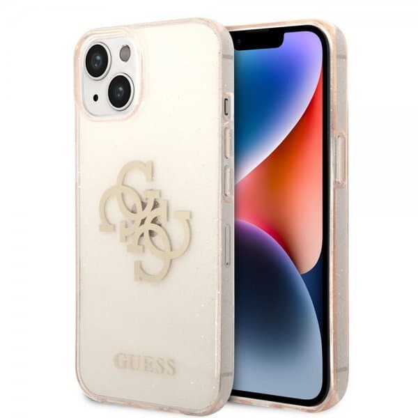 Guess iPhone 14 Cover Full Glitter Guld