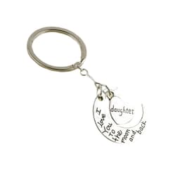 Nøglering ""Datter, jeg elsker dig til månen og tilbage"" Sølv