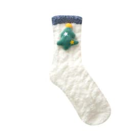 Christmas Fuzzy Sokker for kvinner 3 par Hvit 26x8 cm