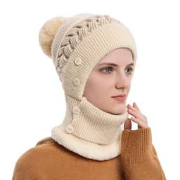Vinterluer Skjerfmaske One-Piece for kvinner beige