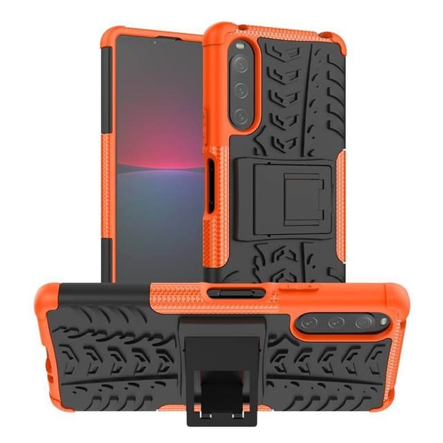 Iskunkestävä kuori jalustalla Sony Xperia 5 IV - Oranssi