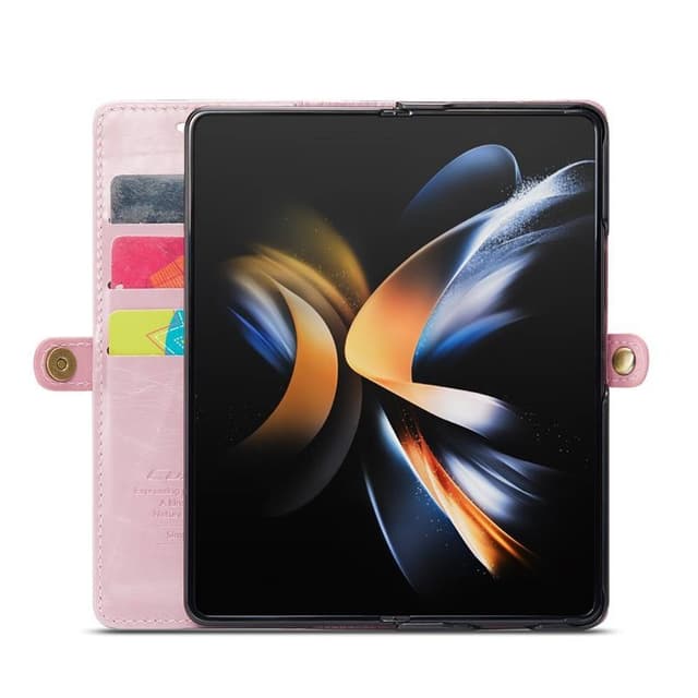 Mobil lommebok 3-korts ekte lær Samsung Galaxy Z Fold 4 - Lyserosa