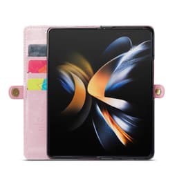 Mobilplånbok 3-kort äkta läder Samsung Galaxy Z Fold 4 - Ljusrosa