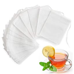 Tefilterpåsar med dragsnöre fibertyg vit 100-Pack