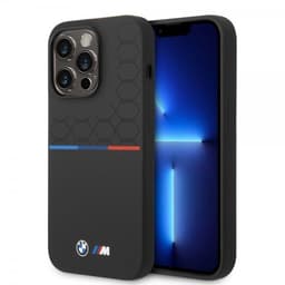 BMW iPhone 14 Pro Max Cover Tricolor Line & Logo Sort