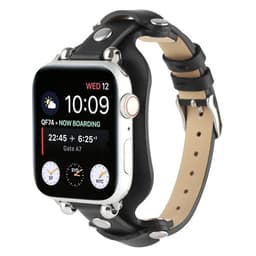 Läderarband till  Apple Watch Series 7 45mm, 6 / SE / 5 / 4 44mm, 3 / 2 / 1 42mm - Svart