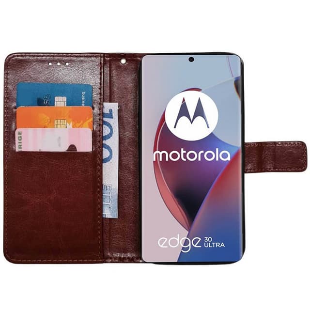 Wallet cover 3-kort Motorola Edge 30 Ultra - Brun