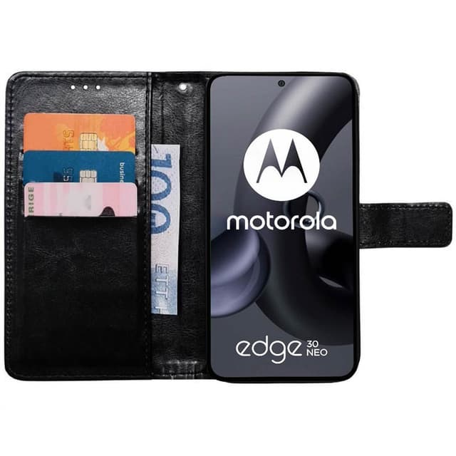Lompakkokotelo 3-kortti Motorola Edge 30 Neo - Musta