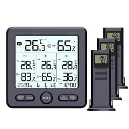 Digitalt termometer / hygrometer med 3 fjernsensorer Black