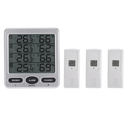 Digitalt termometer / hygrometer med 3 fjernsensorer hvid