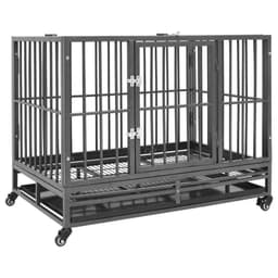 vidaXL Hundbur med hjul stål 92x62x76