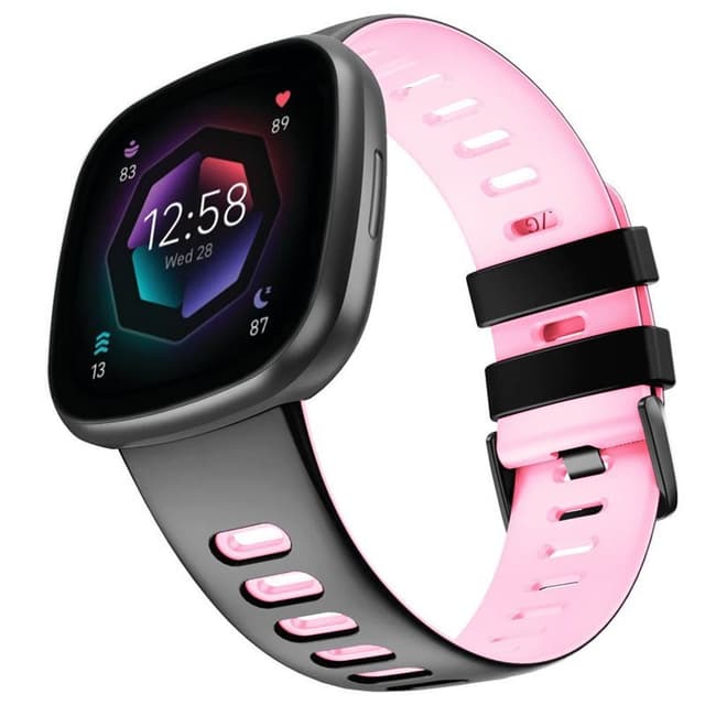 Twin Sport Armbånd Fitbit Sense 2 - Sort/lyserød