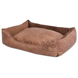 vidaXL Hundbädd med kudde PU konstläder storlek S beige
