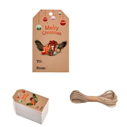 Julklappsetiketter med snöre Julklappar 100-pack Flerfärgad