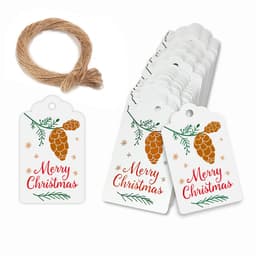 Julklappsetiketter med snöre 100-pack