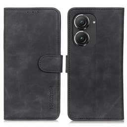 SKALO Asus Zenfone 9 5G KHAZNEH Plånboksfodral i PU-Läder - Svart