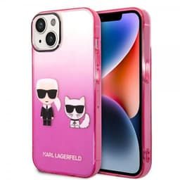 Karl Lagerfeld iPhone 14 Cover Karl & Choupette Gradient Lyserød