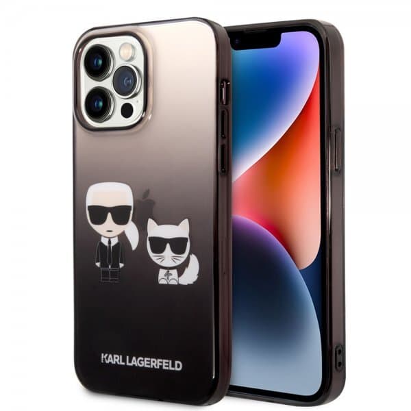 Karl Lagerfeld iPhone 14 Pro Max Skal Karl & Choupette Gradient Svart