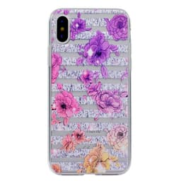 iPhone X TPU-deksel - Rosa og lilla blomst