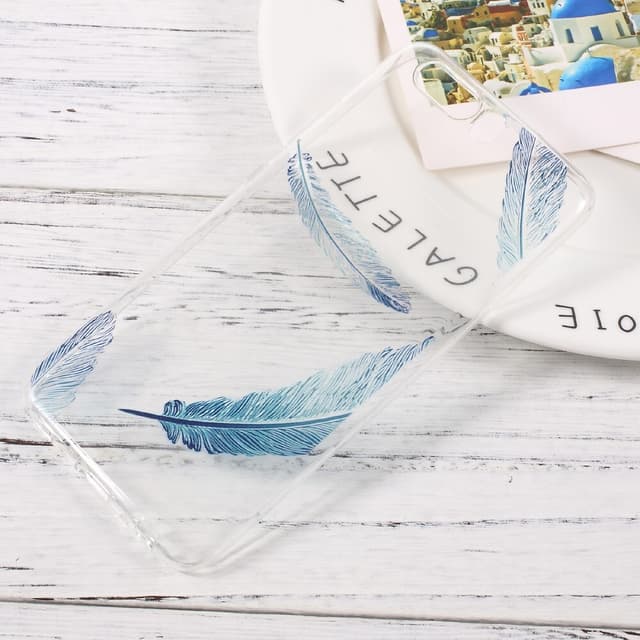 Huawei P10 Soft Gel TPU skal - Blue Feathers