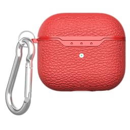 SKALO AirPods 4 Litchi Fodral med Karbinhake - Röd
