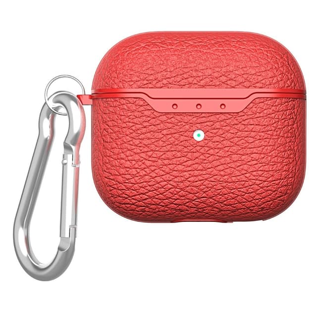 SKALO AirPods 4 Litchi Fodral med Karbinhake - Röd