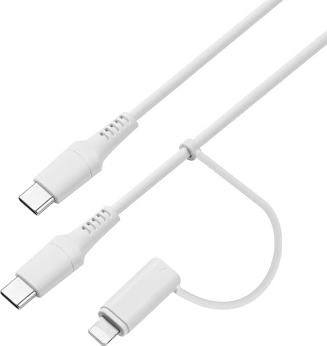 Sandstrøm USB-C til USB-C-kabel med Lightning-adapter (1m)
