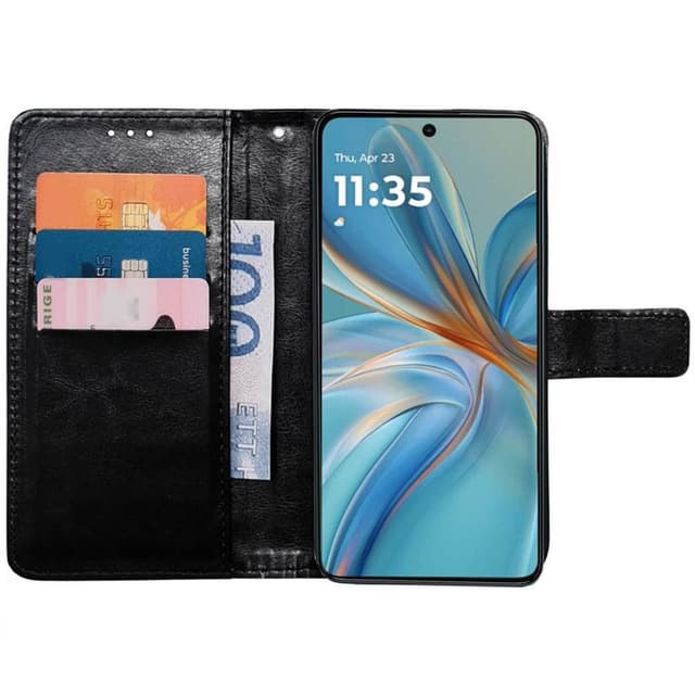 Lompakkokotelo 3-kortti Motorola Moto G75 5G - Musta