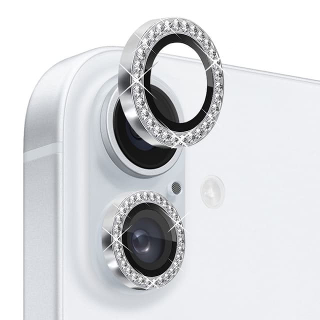 NORTHJO Kameralinsskydd med Strass för iPhone 16 / 16 Plus, Härdat Glas