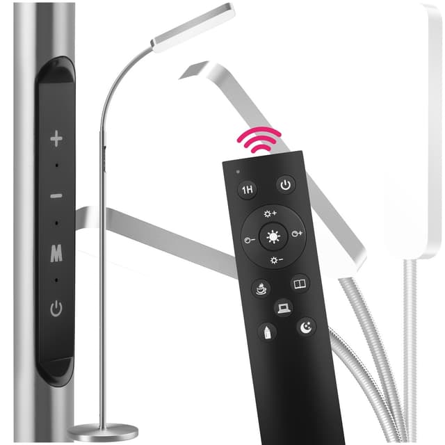 tectake Golvlampa Prisma LED, 5 ljuslägen, 12 W, dimbar - silver