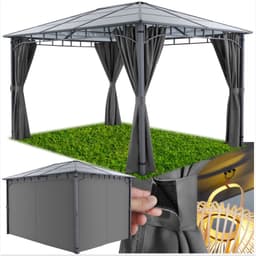tectake Trädgårdspaviljong Caracas, väderbeständig, takpaneler i polykarbonat - 3 x 4 m