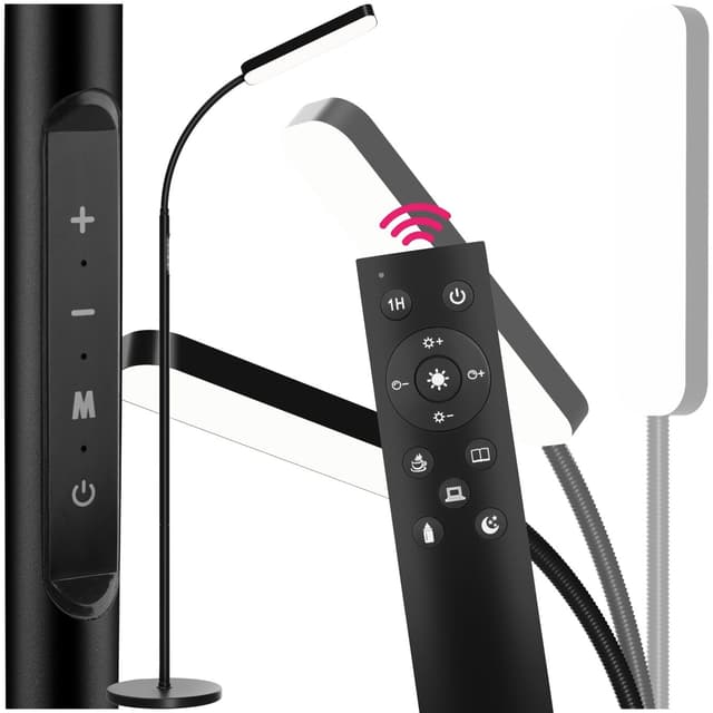 tectake Golvlampa Prisma LED, 5 ljuslägen, 12 W, dimbar - svart