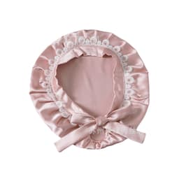 Justerbar sovehette i silke med blondekant Rosa