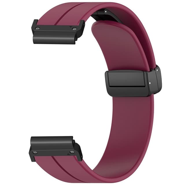 SKALO Silikonearmbånd metallspænde Garmin Fenix 8 Amoled 47mm - Vin rød