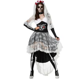 Halloween skelet-brud kostume - S