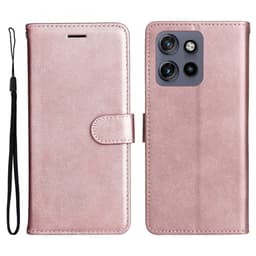 SKALO Motorola Edge 50 Neo 5G PU-Läder Plånboksfodral - Roséguld
