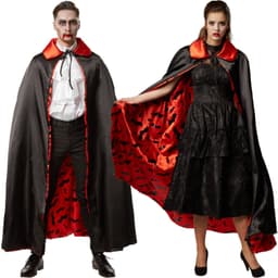 Vampyrkappe med flagermusmotiv - sort/rød